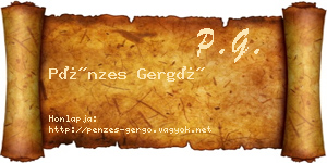 Pénzes Gergő névjegykártya